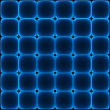 Futuristic blue neon grid background with glowing rounded squares for digit.. Stock Illustration