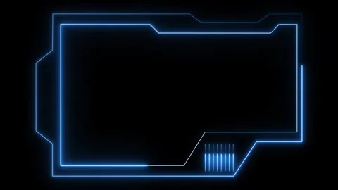 Futuristic blue neon hud frame on dark background with glowing tech border,.. 動画素材 337368191