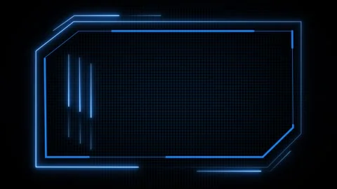 Futuristic blue neon hud frame on dark grid background, sci fi interface bo.. Stock Footage 337368283