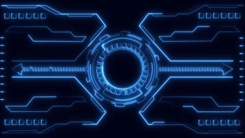 Futuristic blue neon HUD interface elements with core. Technical futuristic.. Stock Footage 338240380