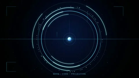 Futuristic Blue Neon HUD Interface with Rotating Digital Circles and High Tech Stock-Footage 346206788