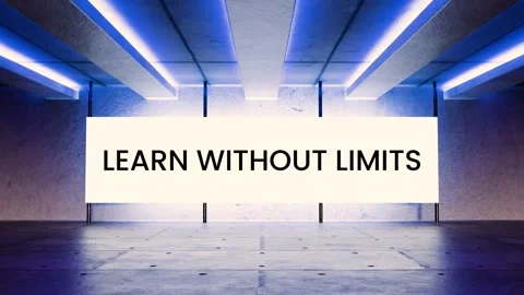 Futuristic blue neon interface displays “Learn Without Limits” Stock Footage 312544145