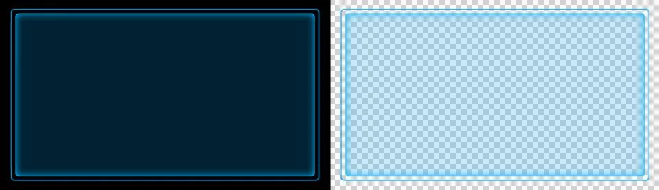 Futuristic Blue Neon Interface Empty Screen Frame with Glowing Digital HUD Panel Stock Illustration