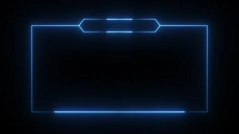 Futuristic blue neon live streaming frame loop with pulsing glowing light Stock Footage 333757407