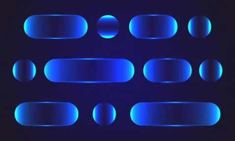 Futuristic Blue Neon Rounded Geometric Elements Background 库存插图