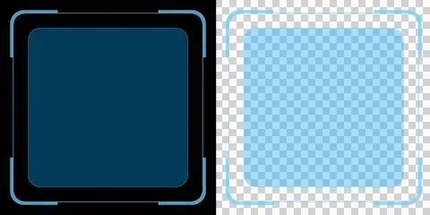 Futuristic Blue Neon Square Core with Outer Tech Lines Frame Stock Illustration