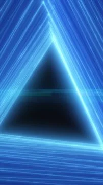 Futuristic blue neon triangle tunnel with glowing laser lines, geometric pe.. Illustration