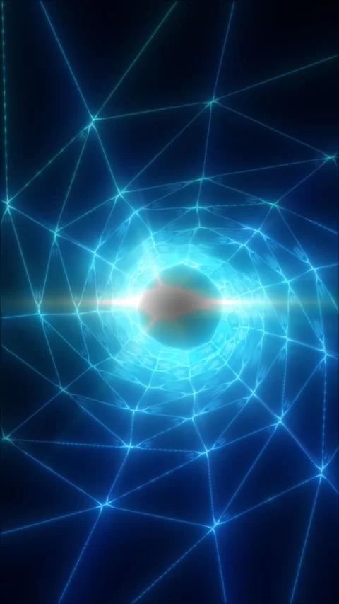 Futuristic blue network tunnel with glowing nodes and connecting lines, cre.. Stock Footage 328356554
