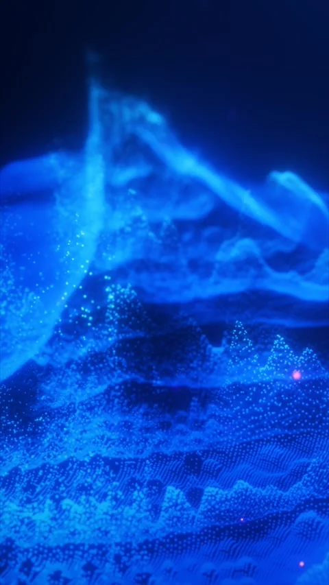 Futuristic blue particle landscape with glowing dots and depth, resembling .. Stock Footage 330107054