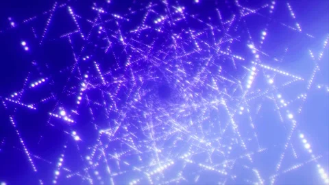 Futuristic blue particle network tunnel with glowing neon light lines Stock Footage 339602802