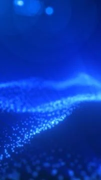 Futuristic blue particle wave background with glowing dots and smooth depth.. Stock Illustration