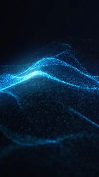 Futuristic Blue Particle Wave Background. Abstract Cyber Light Stream Loop Stock Illustration