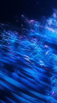 Futuristic blue particle wave mesh of glowing dots and lines, forming a dig.. Stock Illustration