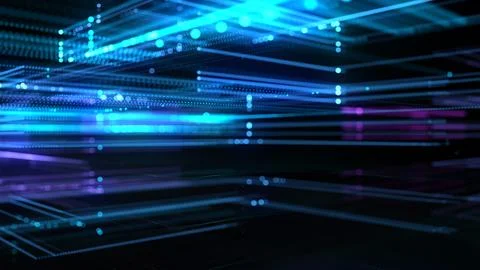 Futuristic Blue Perspective Data Grid Technology Background Design Stock Illustration