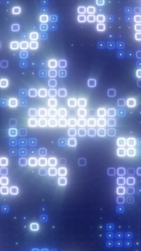 Futuristic blue pixel squares and glowing tiles on soft blur background, re.. Stock Footage 329189377