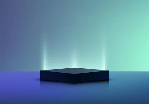 Futuristic blue platform with gradient light streaks, ideal for technology .. Stock Illustration