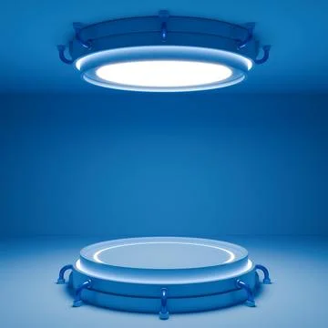 Futuristic blue podium background 3d rendering Stock Illustration