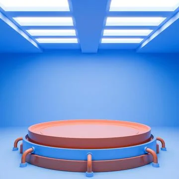 Futuristic blue podium background 3d rendering Stock Illustration