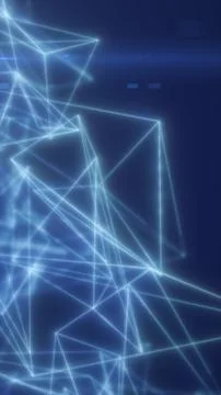 Futuristic blue polygon network with glowing connection lines, digital stru.. Stock Illustration
