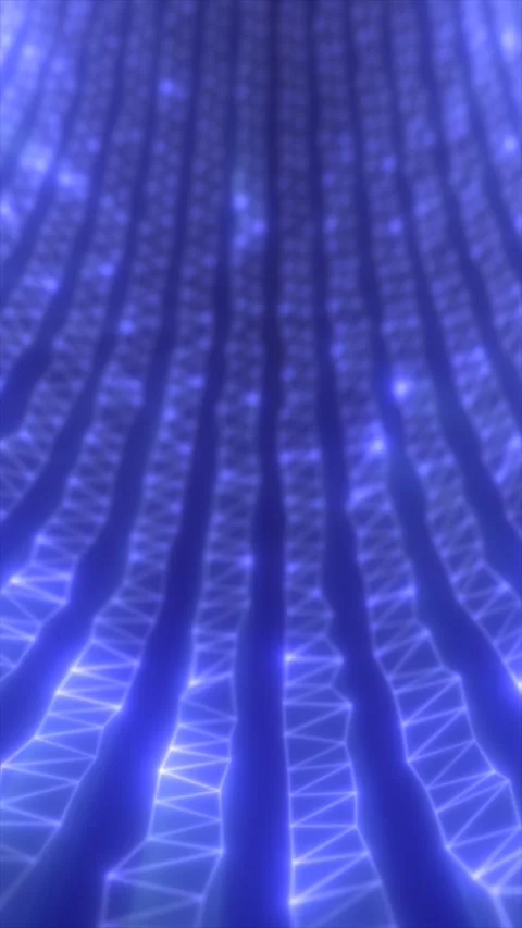 Futuristic blue polygonal surface with glowing network lines, forming a dig.. Stock Footage 325908353