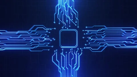 Futuristic Blue Processor Circuit and Computing Network Concept 動画素材 341377821