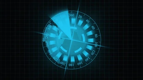 Futuristic Blue Radar Display with Earth Globe and Grid Pattern screen digi.. Stock Footage 321624609