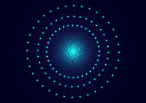 Futuristic Blue Radial Data Visualization Circle on Dark Background Stock Illustration