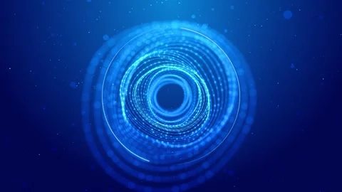 Futuristic blue ring vortex background luminous circular layers, soft bokeh part Stock Footage 340548260