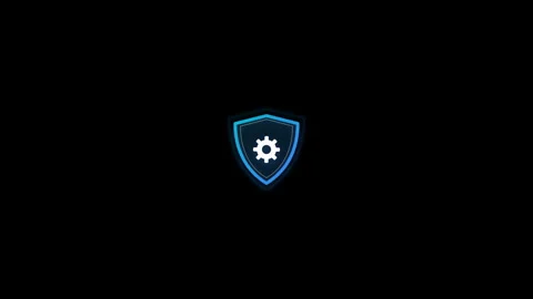 Futuristic Blue Shield Icon with Gear Symbol Animation for Technology and S.. Video stock 342751632