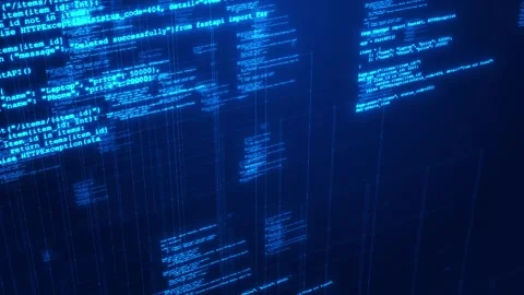 Futuristic Blue Software Development Code Screens Video stock 341350647