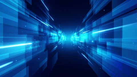 Futuristic Blue Speed Light Digital Tunnel Stock Footage 267182919