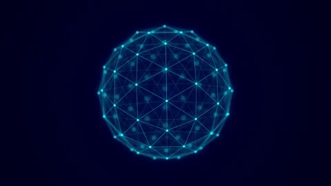 Futuristic blue sphere of particles and lines. Network connection big data. Stock Footage 168417584