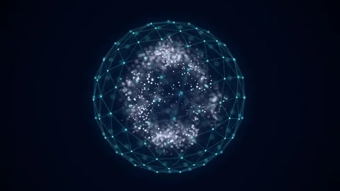 Futuristic blue sphere of particles and lines. Network connection big data. Stock Footage 240190403