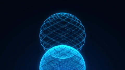 Futuristic blue sphere of particles and lines. Network connection big data. 動画素材 248356487