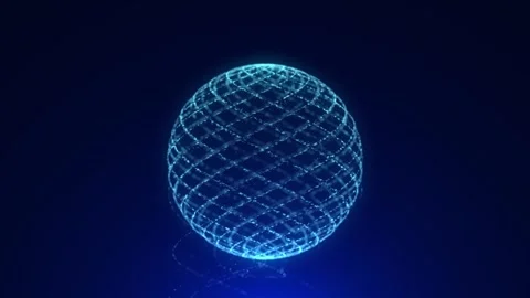 Futuristic blue sphere of particles and lines. Network connection big data. Stock Footage 248356507