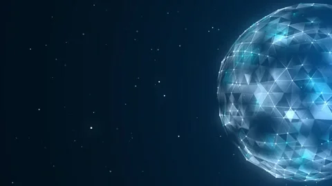 Futuristic blue sphere of particles and lines. Network connection big data. 動画素材 257311991