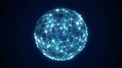 Futuristic blue sphere of particles and lines. Network connection big data. Stock Footage 274194805