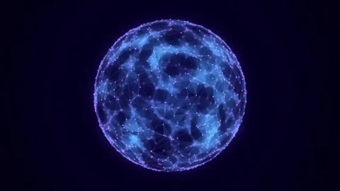 Futuristic blue sphere of particles and lines. Network connection big data. Stock Footage 306533786