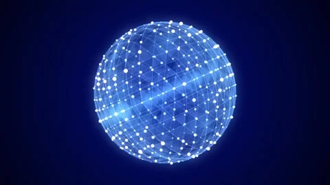 Futuristic blue sphere of particles and lines. Network connection big data. Stock Footage 306537177