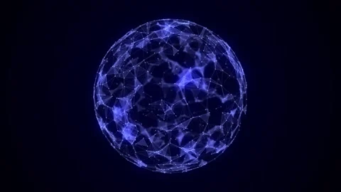 Futuristic blue sphere of particles and lines. Network connection big data. Stock Footage 331239331