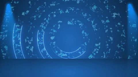 Futuristic Blue Stage Background with Digital Spiral Tunnel Video stock 318462207