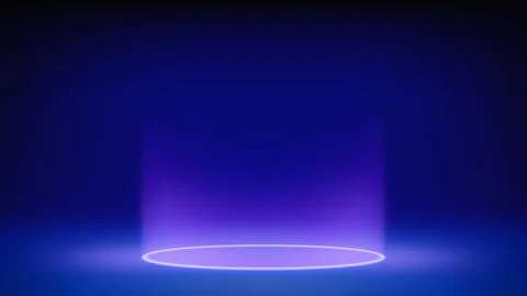 Futuristic blue stage, empty studio. The product levitates, hangs. Background Stock Illustration