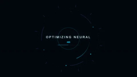 Futuristic Blue System Loading Interface with Glowing HUD Elements and Progress Stock Footage 348795568