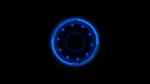 Futuristic blue target dial visual luminous circular gauges, small arrow markers Stock Footage 340479579