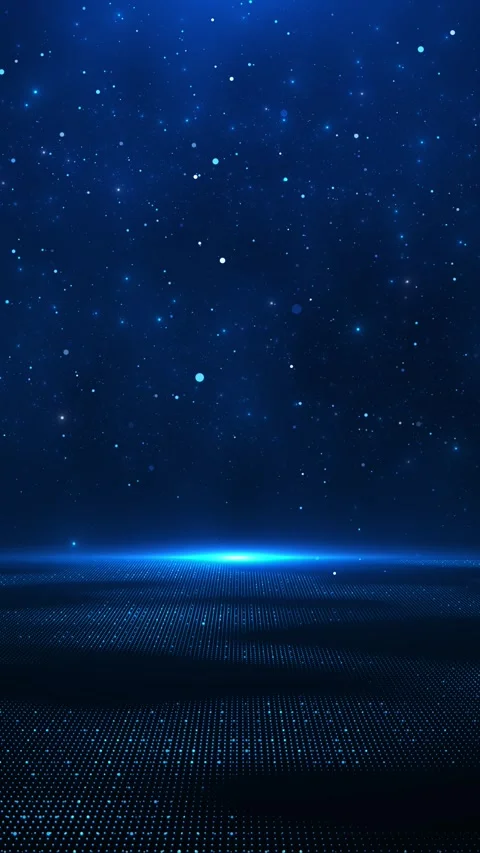 Futuristic blue tech grid bright horizon glow, scattered light particles, virtua Stock Footage 340452204