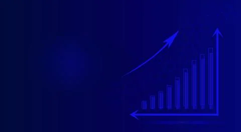 Futuristic blue, technology background with arrow, diagram. Big data and bu.. Illustrazione stock