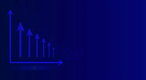 Futuristic blue, technology background with arrow, diagram. Big data and bu.. Stock Illustration