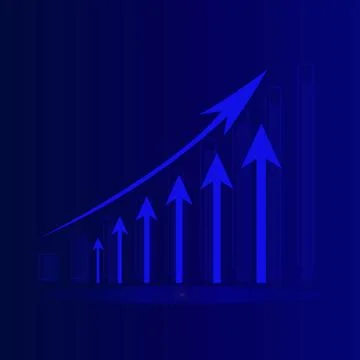 Futuristic blue, technology background with arrow, diagram. Big data and bu.. Stock Illustration