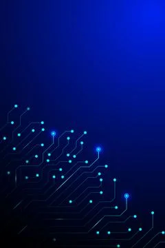 Futuristic Blue Technology Background with Circuit Lines Stock Illustration