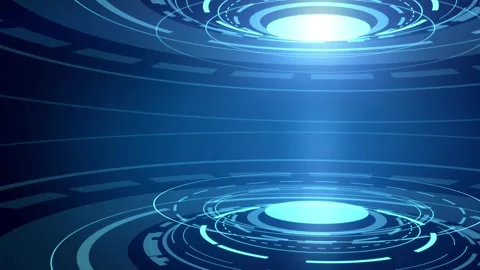 Futuristic Blue Technology Background with Glowing Circles and Light Beam. Stock Footage 320470180